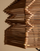 Tramp Art Geometric Stacked Popsicle Stick Table Lamp, America, 1970s - Lone Fox