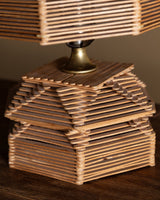Tramp Art Geometric Stacked Popsicle Stick Table Lamp, America, 1970s - Lone Fox