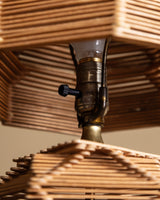 Tramp Art Geometric Stacked Popsicle Stick Table Lamp, America, 1970s - Lone Fox