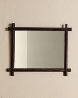 Tramp Art Horizontal Cross Corner Mirror, 19th Century - Lone Fox