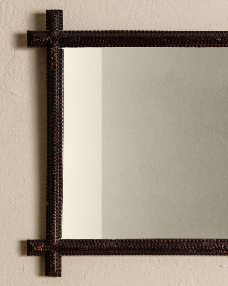 Tramp Art Horizontal Cross Corner Mirror, 19th Century - Lone Fox