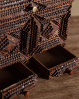 Tramp Art Jewelry Box w/ 2 Drawers, Late 19th Century - Lone Fox