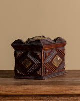 Tramp Art Jewelry Box with Brass Detailing, American, 1910's - Lone Fox