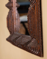 Tramp Art Layered Stacked Circle Mirror, American, 19th Century - Lone Fox