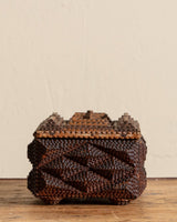 Tramp Art Lidded Velvet Box, 19th Century - Lone Fox