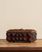 Tramp Art Lidded Velvet Box, 19th Century - Lone Fox