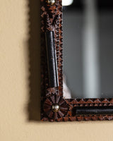 Tramp Art Mirror with Ebonized Accents, Early 20th Century - Lone Fox