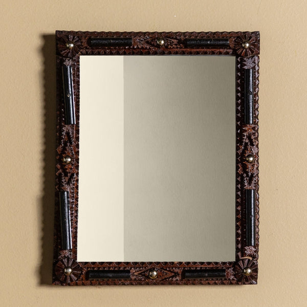 Tramp Art Mirror with Ebonized Accents, Early 20th Century – Lone Fox