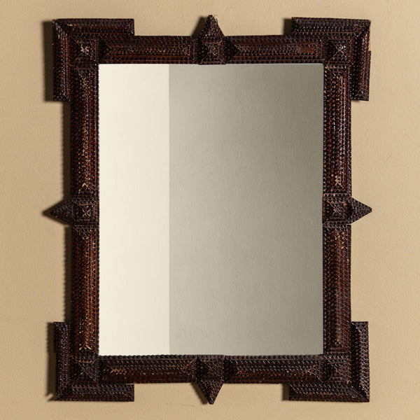 Tramp Art Mirror with Exaggerated Corners & Points, Late 19th