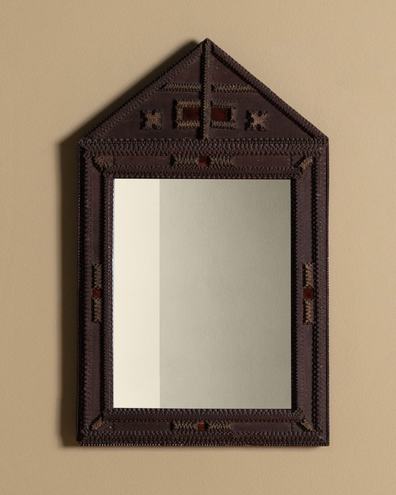 Tramp Art Mirror with Pediment Top, 19th Century – Lone Fox