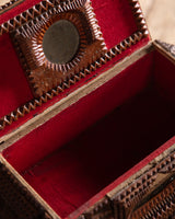 Tramp Art Mirrored Box with Velvet Cushion, American, Early 20th Century - Lone Fox