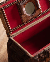 Tramp Art Mirrored Box with Velvet Cushion, American, Early 20th Century - Lone Fox