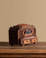 Tramp Art Mirrored Box with Velvet Cushion, American, Early 20th Century - Lone Fox