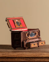 Tramp Art Mirrored Box with Velvet Cushion, American, Early 20th Century - Lone Fox