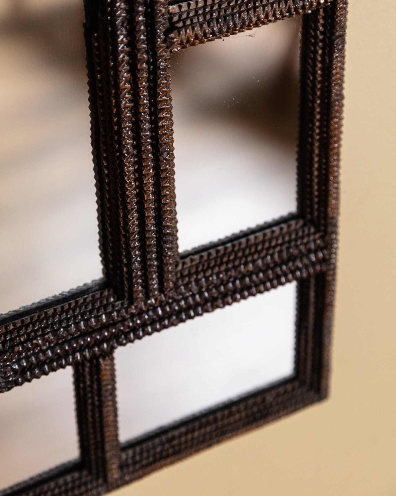 Tramp Art Pointed Gable Mirror with Panels, 19th Century – Lone Fox