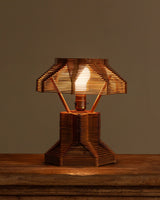 Tramp Art Popsicle Stick Table Lamp, American, 1950's - Lone Fox