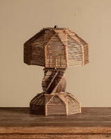 Tramp Art Popsicle Stick Table Lamp, American, 1980s - Lone Fox
