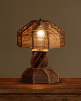 Tramp Art Popsicle Stick Table Lamp, American, 1980s - Lone Fox