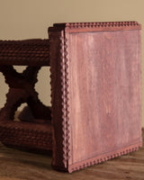 Tramp Art Red Wooden Stool/Riser by Geo B Borum, 2001 - Lone Fox