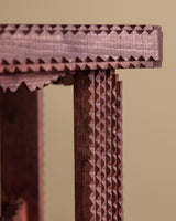 Tramp Art Red Wooden Stool/Riser by Geo B Borum, 2001 - Lone Fox