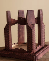 Tramp Art Red Wooden Stool/Riser by Geo B Borum, 2001 - Lone Fox