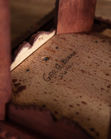 Tramp Art Red Wooden Stool/Riser by Geo B Borum, 2001 - Lone Fox