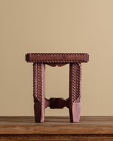 Tramp Art Red Wooden Stool/Riser by Geo B Borum, 2001 - Lone Fox