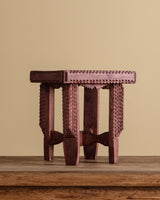 Tramp Art Red Wooden Stool/Riser by Geo B Borum, 2001 - Lone Fox