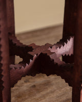 Tramp Art Red Wooden Stool/Riser by Geo B Borum, 2001 - Lone Fox