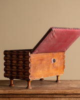 Tramp Art Spool Box with Red Top, American, Early 20th Century - Lone Fox