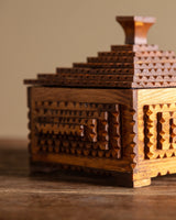 Tramp Art Square Box with Knob, American, Early 20th Century - Lone Fox
