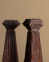 Tramp Art Taper Holders, Pair, American, 1930's - Lone Fox