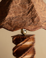 Tramp Art Wood Table Lamp with Scalloped Paper Shade, America, 1970s - Lone Fox