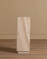 Travertine Pedestal w/ Recessed Base, 1970's (2 Available) - Lone Fox