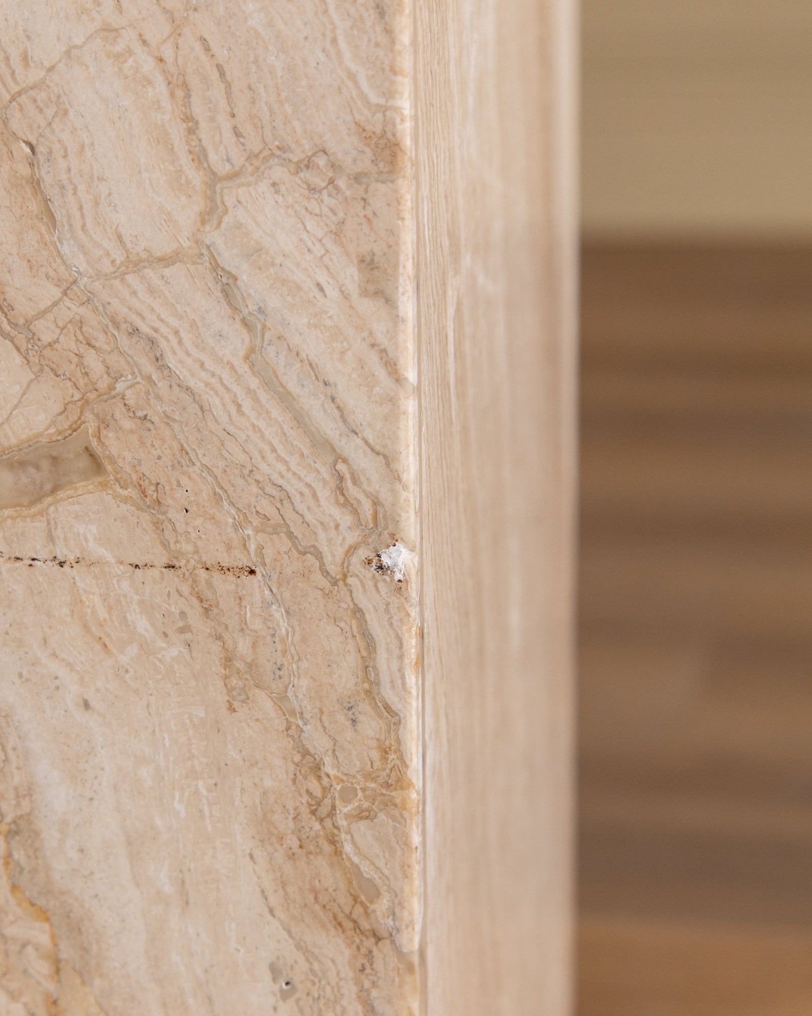 Travertine Pedestal w/ Recessed Base, 1970's (2 Available) – Lone Fox
