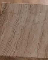 Travertine Pedestal w/ Recessed Base, 1970's (2 Available) - Lone Fox