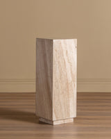 Travertine Pedestal w/ Recessed Base, 1970's (2 Available) - Lone Fox