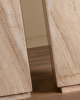 Travertine Pedestal w/ Recessed Base, 1970's (2 Available) - Lone Fox