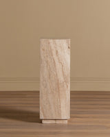 Travertine Pedestal w/ Recessed Base, 1970's (2 Available) - Lone Fox