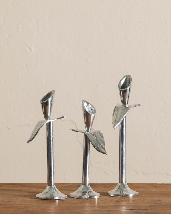 Trio of Stainless Lily Taper Holders - Lone Fox