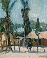 Tropical Village Oil Painting by Paul De Pauw, Belgium, 1950's - Lone Fox