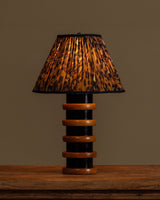 Turned Painted Wood Table Lamp w/ Leopard Shade, 1980s - Lone Fox