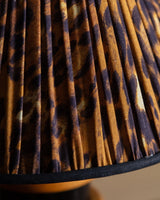 Turned Painted Wood Table Lamp w/ Leopard Shade, 1980s - Lone Fox