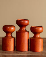 Turned Teak Taper Holders, Set of 3, Scandinavia, 1960's - Lone Fox