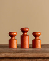 Turned Teak Taper Holders, Set of 3, Scandinavia, 1960's - Lone Fox