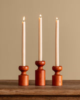 Turned Teak Taper Holders, Set of 3, Scandinavia, 1960's - Lone Fox