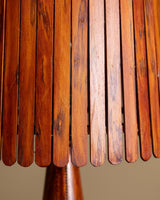 Turned Wood Table Lamp with Slatted Shade, American, 1970s - Lone Fox