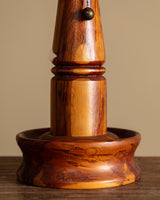 Turned Wood Table Lamp with Slatted Shade, American, 1970s - Lone Fox