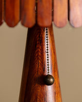 Turned Wood Table Lamp with Slatted Shade, American, 1970s - Lone Fox