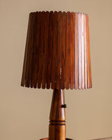 Turned Wood Table Lamp with Slatted Shade, American, 1970s - Lone Fox